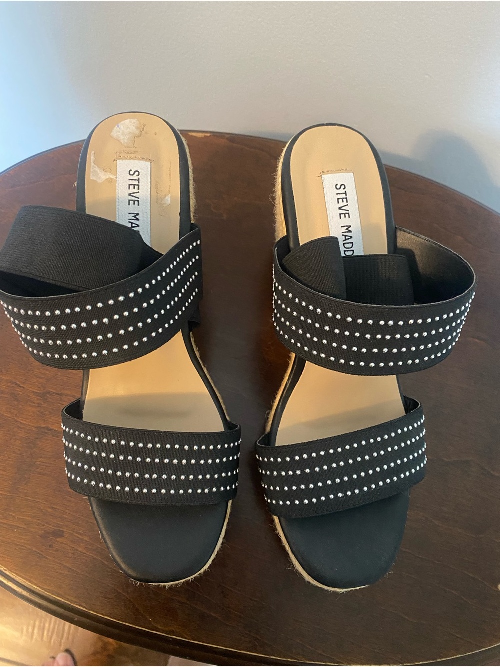 Steve Madden Black Studded Double-Band Slide Mules